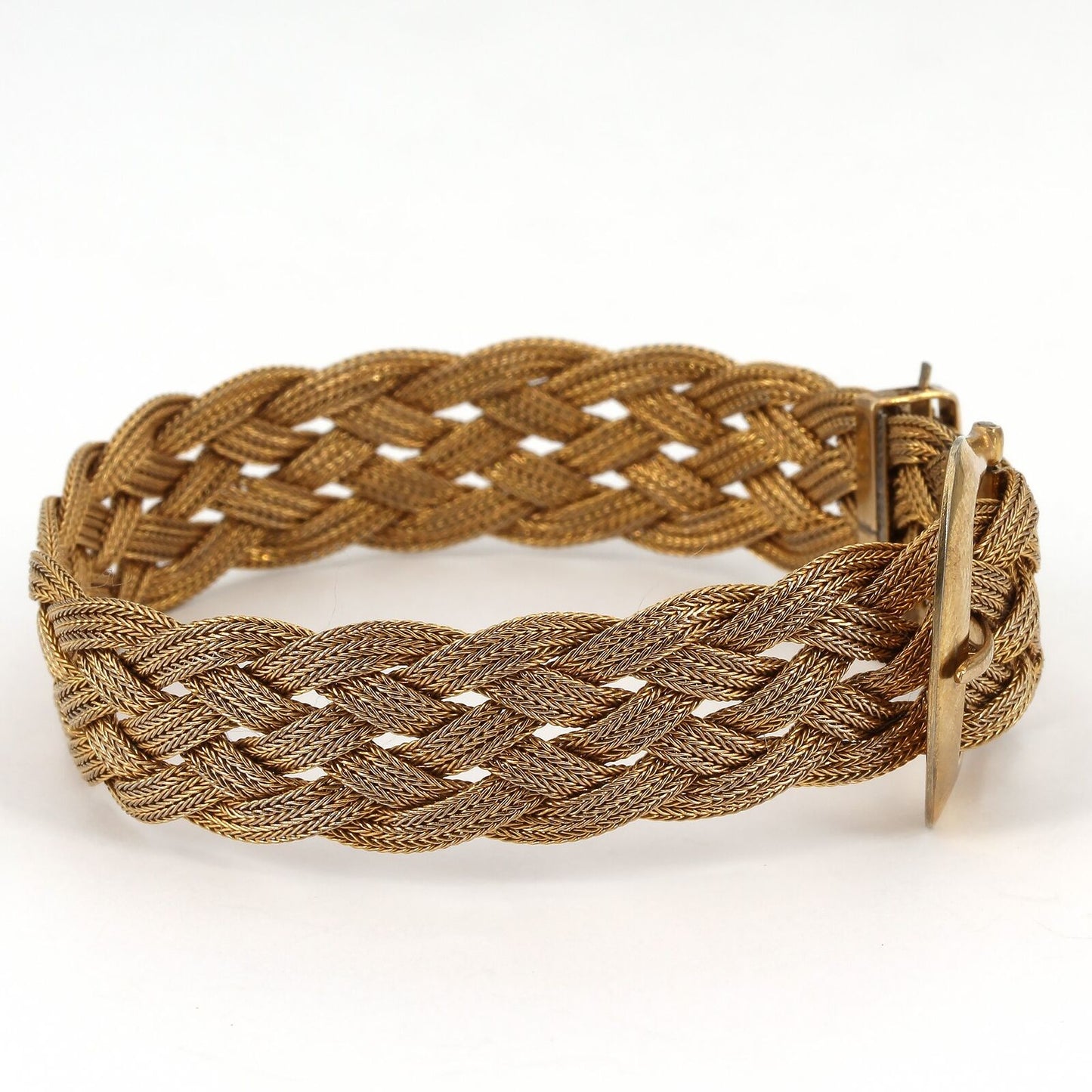 Vintage Gold-Filled Braided Woven Mesh Belt Buckle Bracelet 1/2" Wide