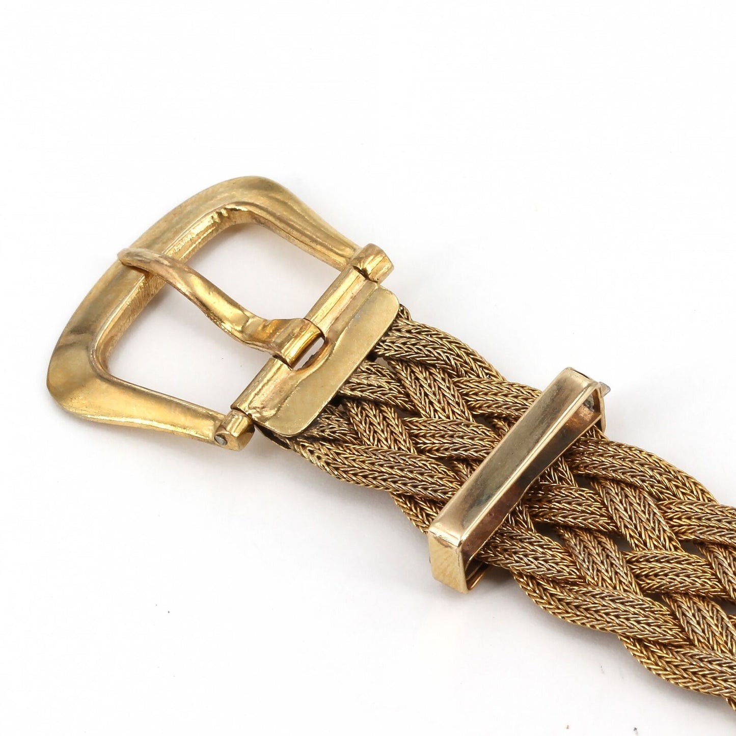 Vintage Gold-Filled Braided Woven Mesh Belt Buckle Bracelet 1/2" Wide