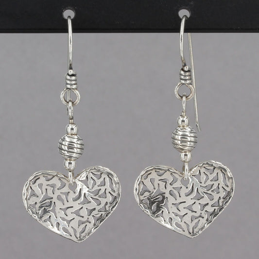 Retired Silpada Sterling Silver Intricate Cut-Out Filigree Heart Earrings W1586