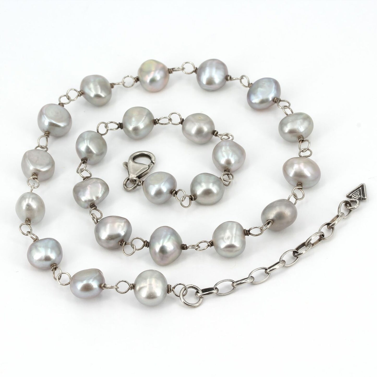 Retired Silpada Sterling Silver Gray Freshwater Pearl Necklace N1800 16-18 Inch