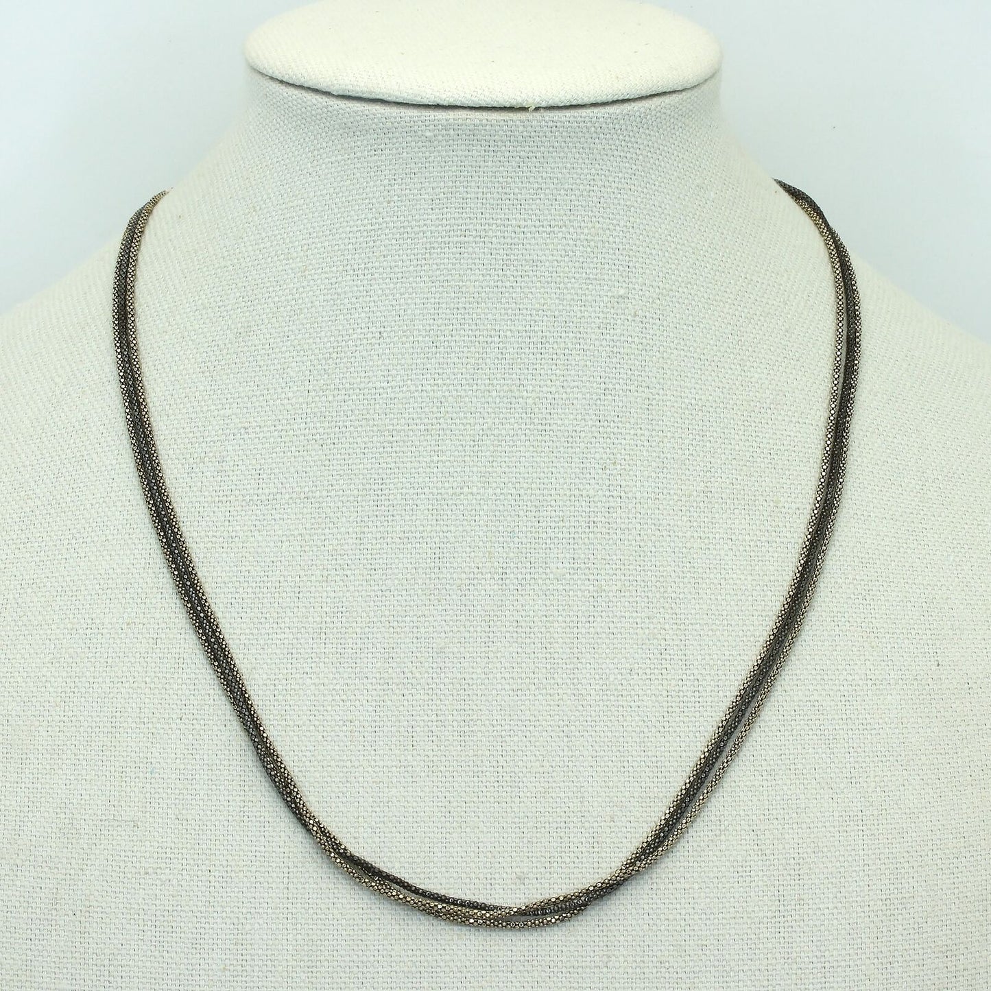 Retired Silpada Oxidized Sterling 3-Strand Popcorn CHAIN REACTION Necklace N3334