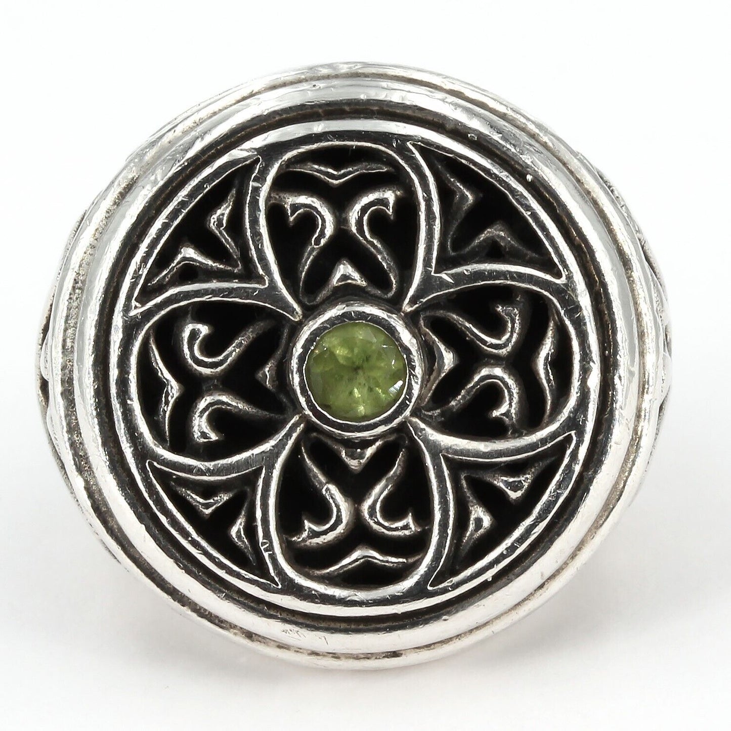 Brighton Chunky Sterling Silver Peridot GOTHICA Ring Size 5 Heavy 18.6 Grams