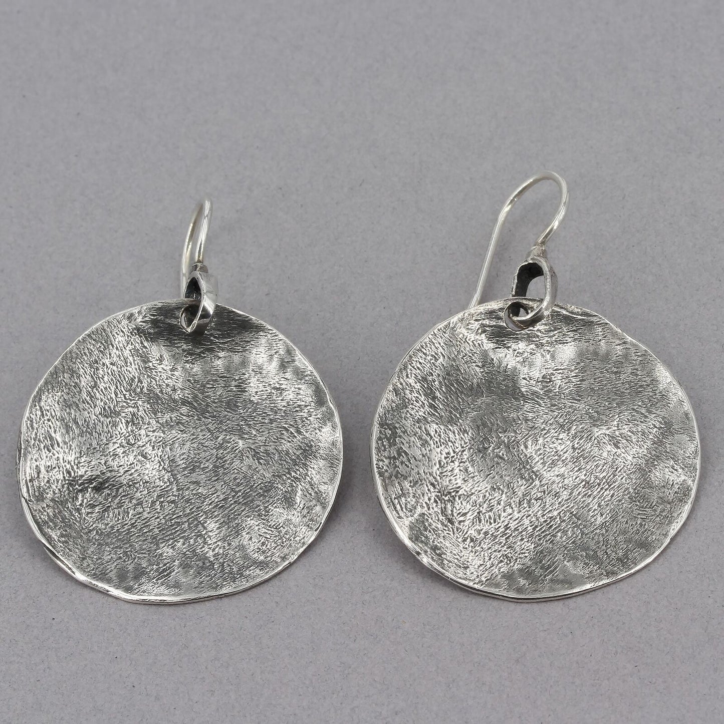 Retired Silpada Big Oxidized Sterling Hammered Wavy Disc Dangle Earrings W1666