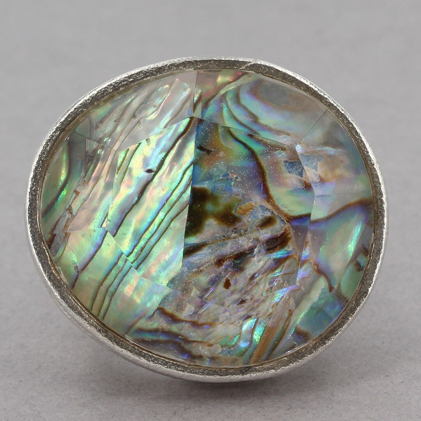 Retired Silpada BOLD Sterling Abalone Doublet CLASSIC ROCK Ring R2760 Size 8