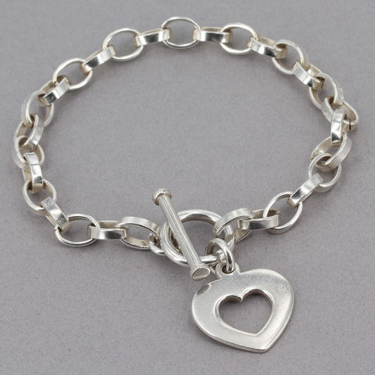 Vintage Silpada Sterling Silver STRAIGHT FROM OUR HEART Toggle Bracelet B0992