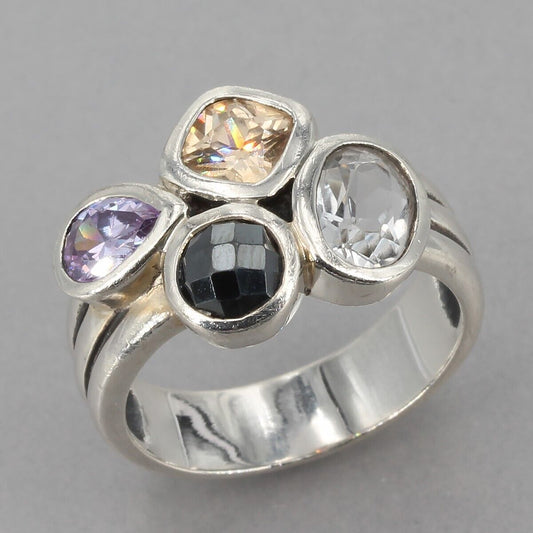 Retired Silpada Sterling Silver WINE FLIGHT Hematite Quartz Ring R2206 Size 8.75