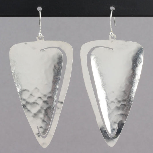 Retired Silpada MAKE THE CUT Big Hammered Sterling Silver Dangle Earrings W3376