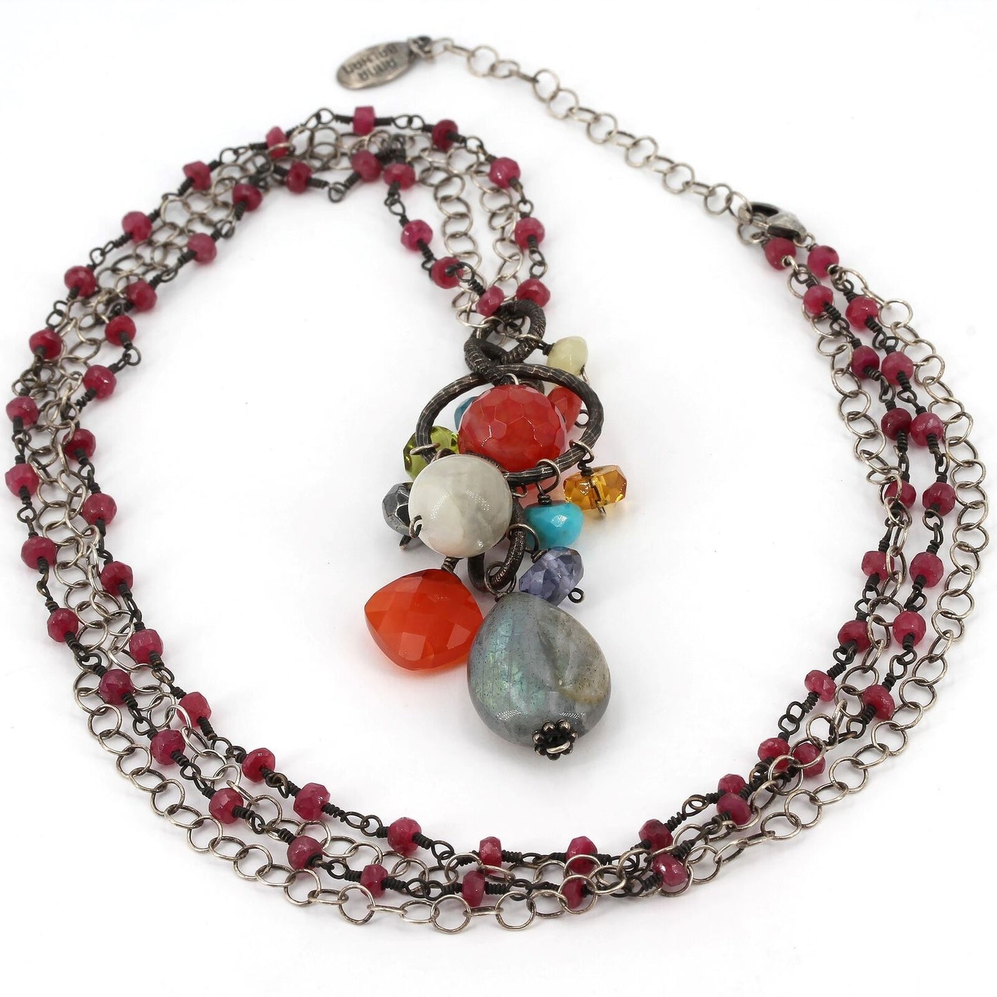 Anna Balkan Unique Handcrafted Sterling Silver Multi-Stone Boho Beaded Necklace