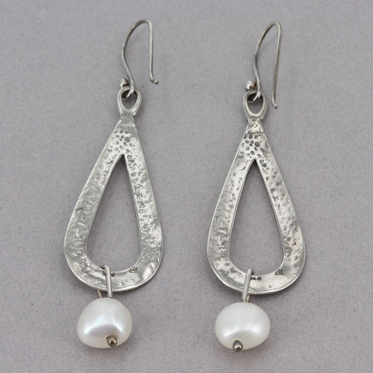 Silpada Oxidized Sterling Elongated Teardrop Earrings with Pearl Dangles W1388