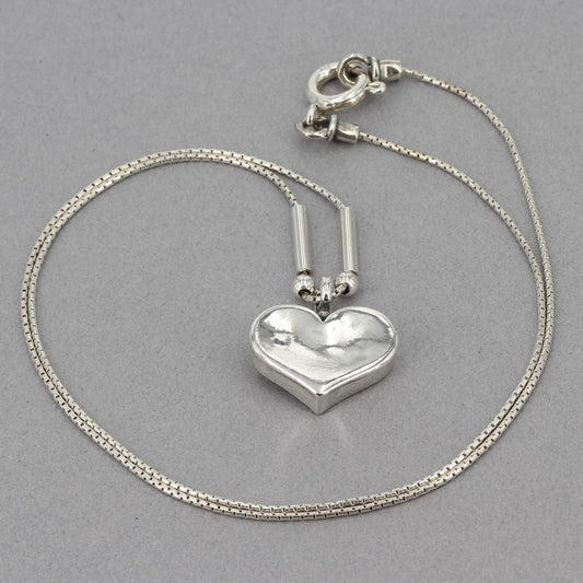 Vintage Silpada Sterling Silver Hammered Heart Pendant 17" Necklace N0514