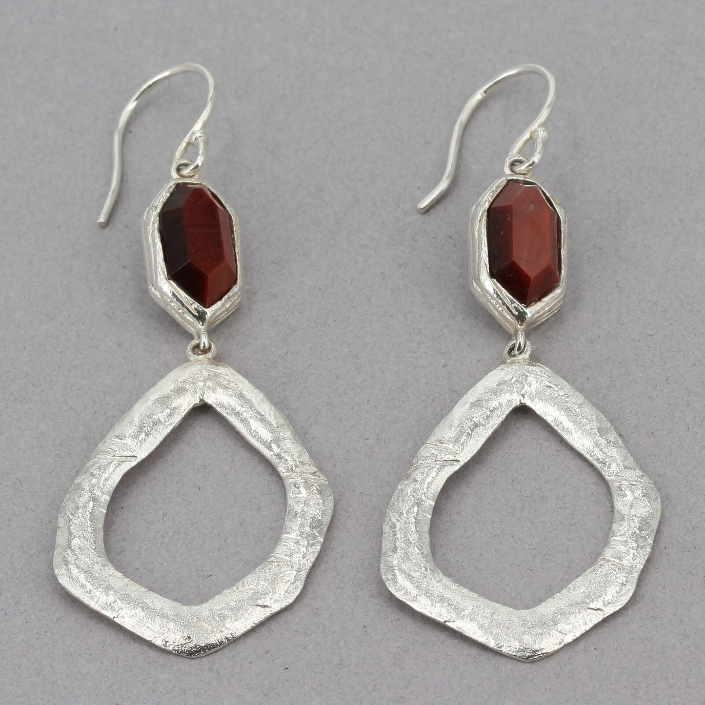 Retired Silpada Sterling Red Tiger's Eye BRING THE HEAT Dangle Earrings W2945