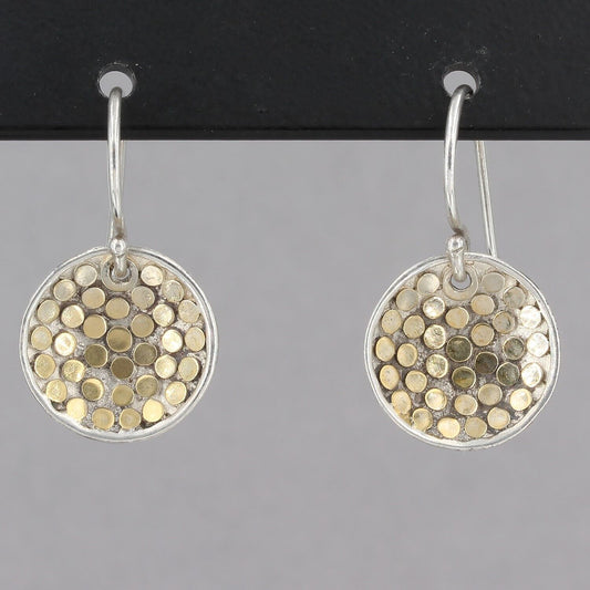 Anna Beck Bali Handcrafted Small Sterling Gold Dot Concave Disc Dangle Earrings