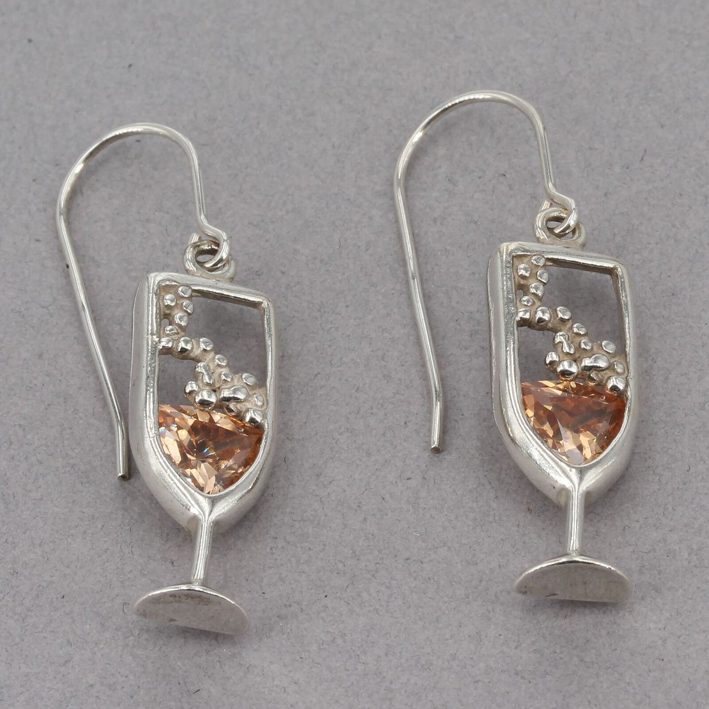 RARE Vintage Shube's for Silpada Sterling Champagne Glass Dangle Earrings W0790