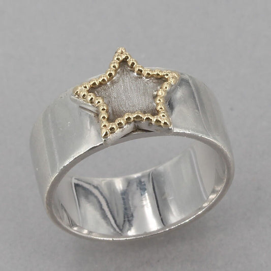 ATR Sterling Silver with 14K Yellow Gold Star Ring Size 5.75