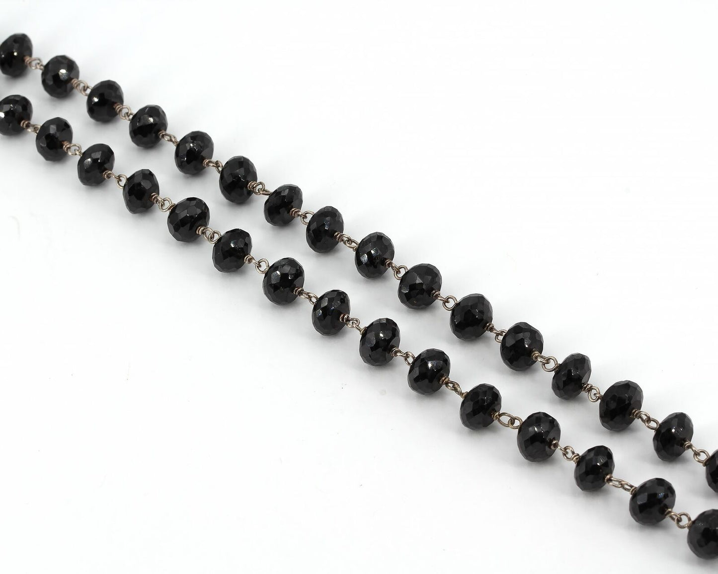 Emily & Ashley Sterling Hand-Wired Faceted Black Tourmaline Bead 34" Necklace