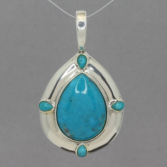 Carolyn Pollack Relios Sterling Silver Turquoise Teardrop Enhancer Pendant