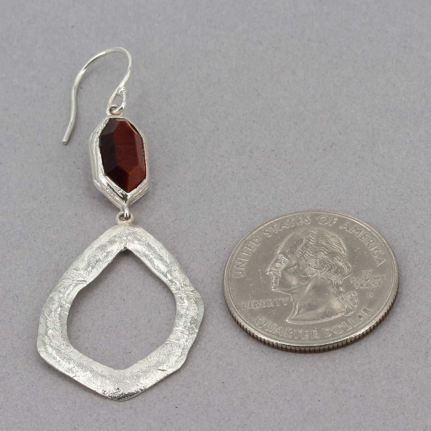 Retired Silpada Sterling Red Tiger's Eye BRING THE HEAT Dangle Earrings W2945