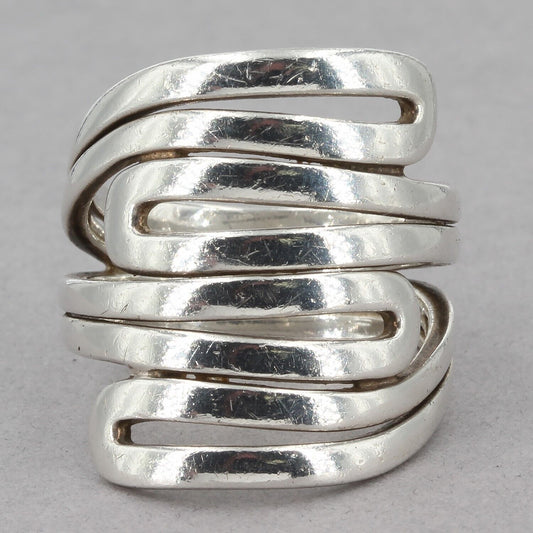 Retired Silpada Heavy Sterling Silver Bold MODERN MAZE 1" Wide Ring R1532 Size 9