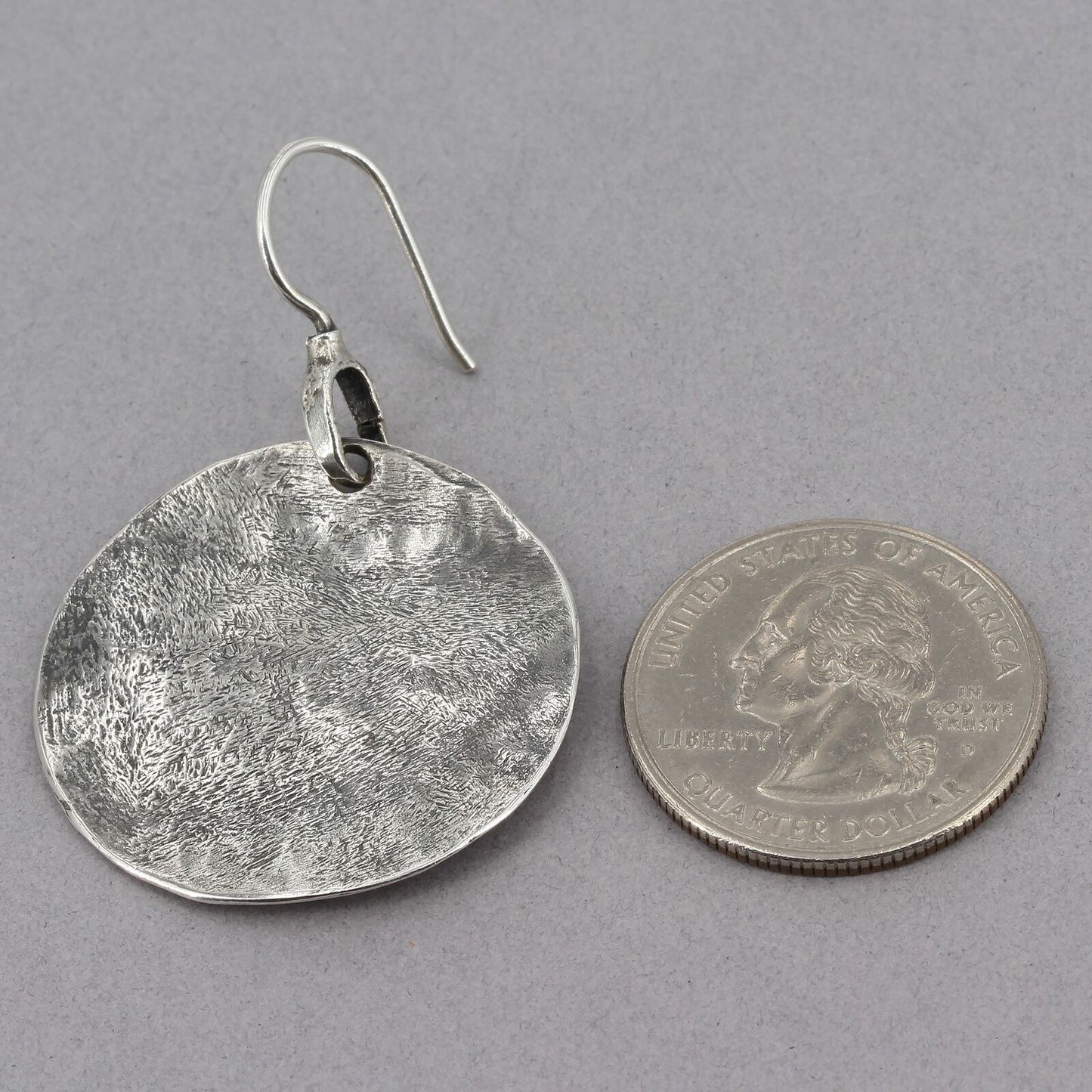 Retired Silpada Big Oxidized Sterling Hammered Wavy Disc Dangle Earrings W1666