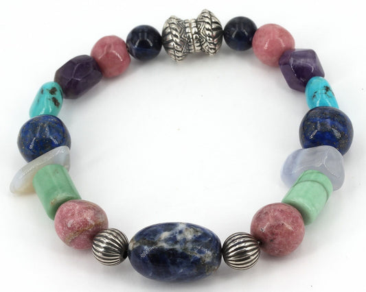 Carolyn Pollack Relios Sterling Multi-Stone Beaded Bracelet with Magnetic Clasp