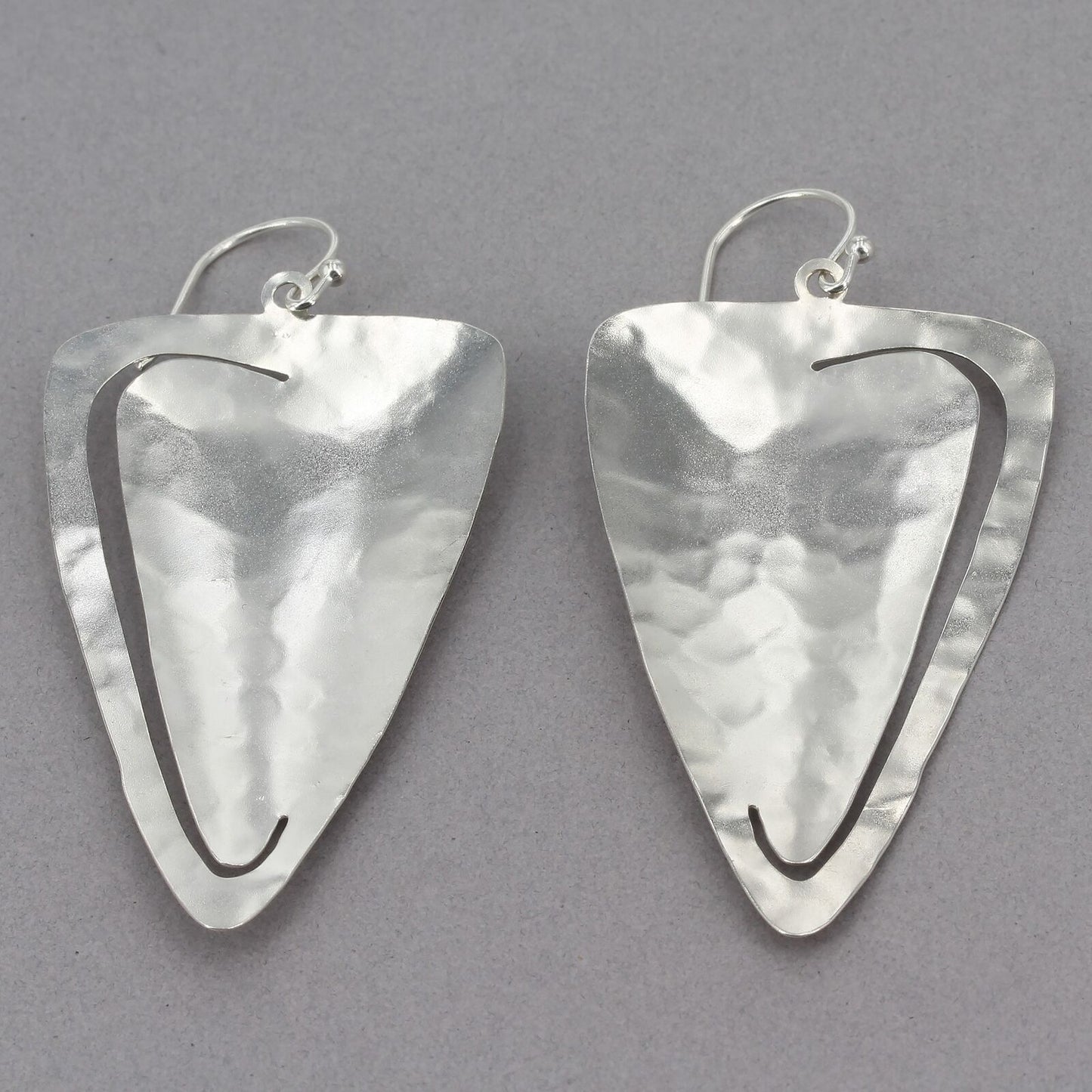 Retired Silpada MAKE THE CUT Big Hammered Sterling Silver Dangle Earrings W3376