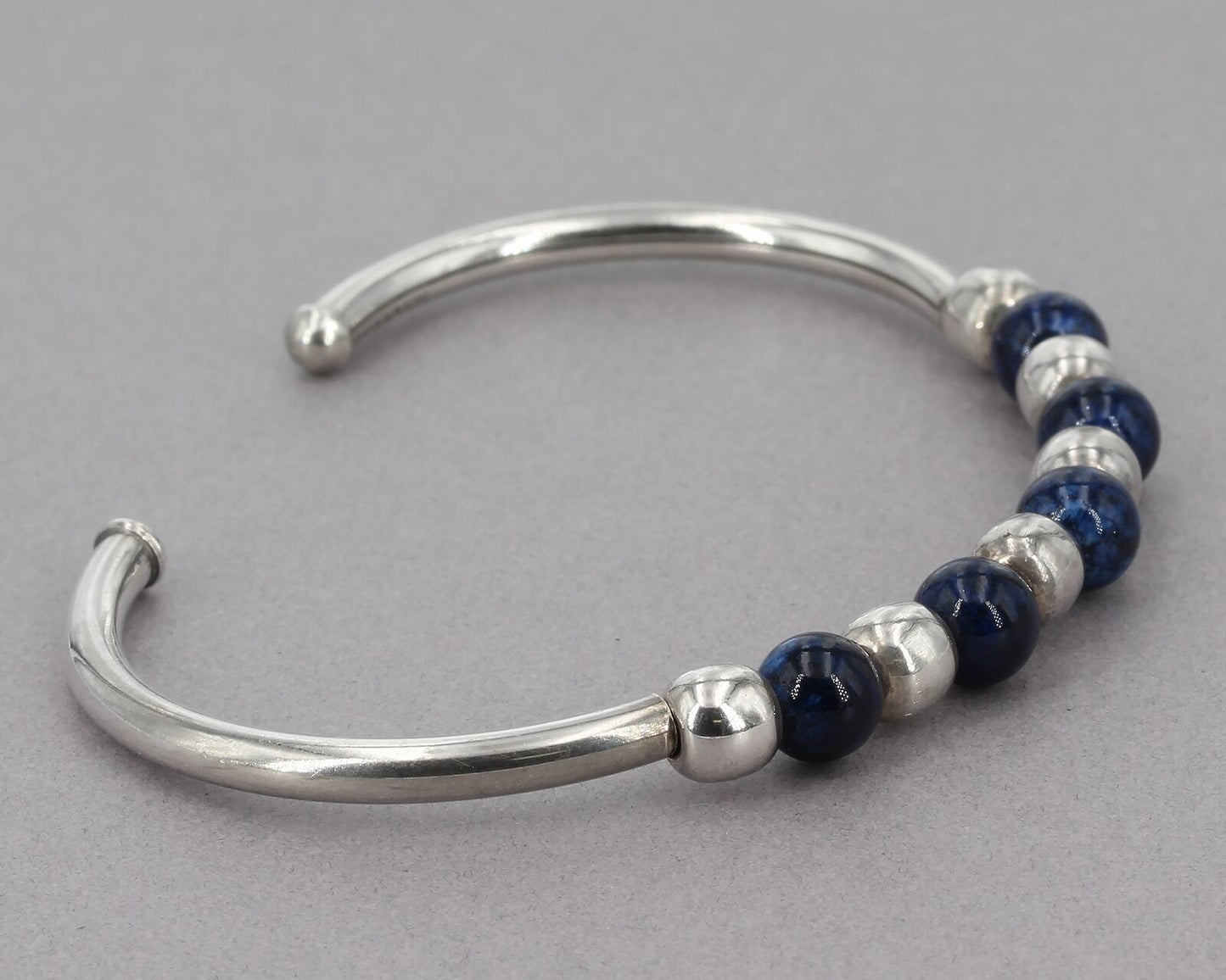 Vintage Silpada Sterling Silver Blue Sodalite Bead Flexible Cuff Bracelet B0693