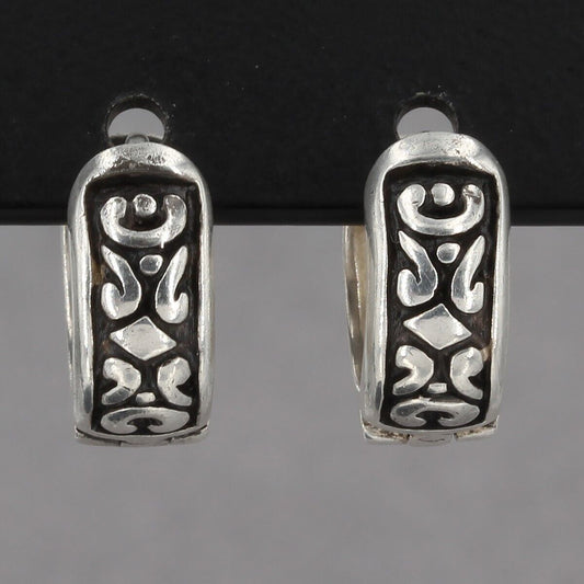 Vintage Silpada Small Sterling Silver Geometric Hinged Huggie Earrings P0837 HTF