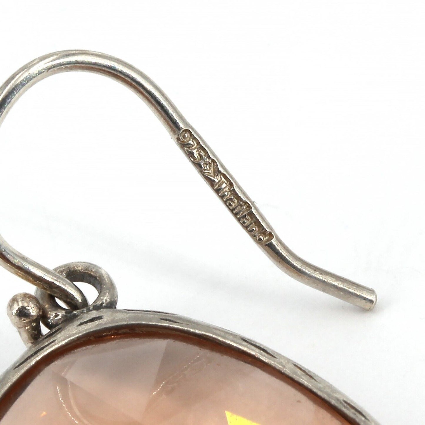 Retired Silpada Sterling Silver Faceted Blush Glass ABLAZE Dangle Earrings W2775