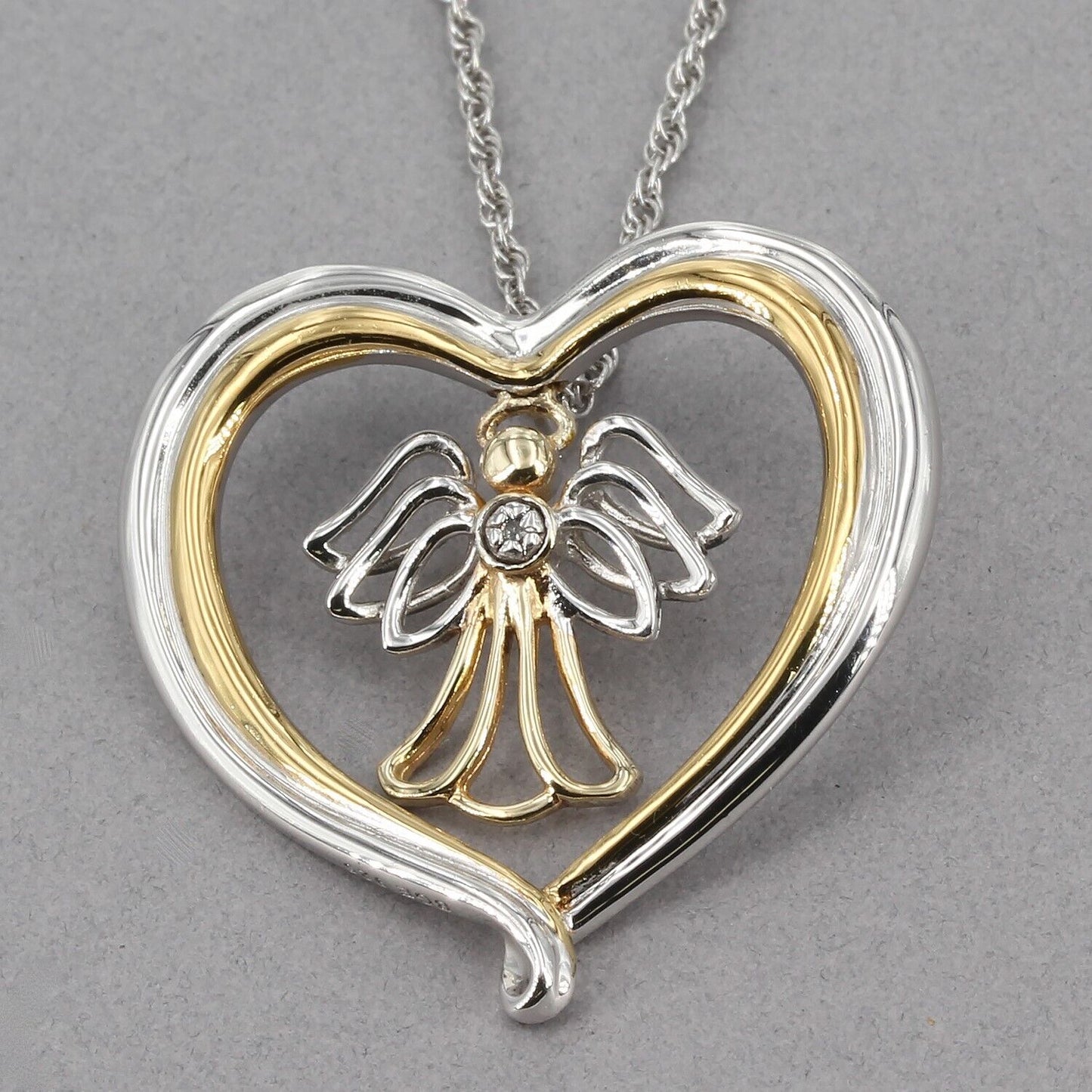 Bradford Exchange Sterling Granddaughter Guardian Angel Heart Pendant Necklace