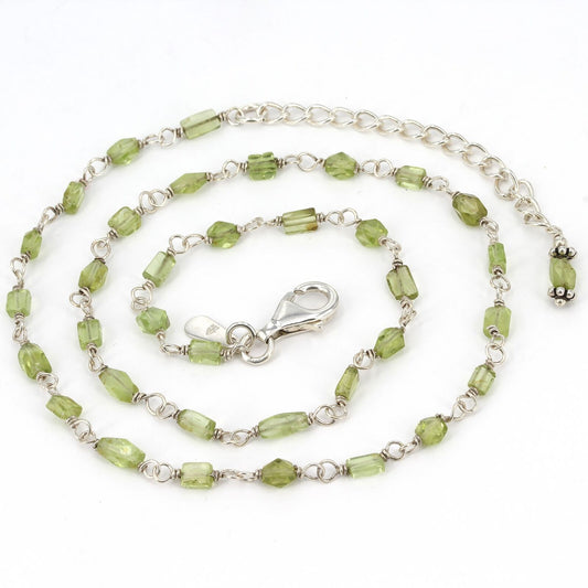 Dainty Retired Silpada Sterling Peridot Nugget Wire Linked Chain Necklace N1216