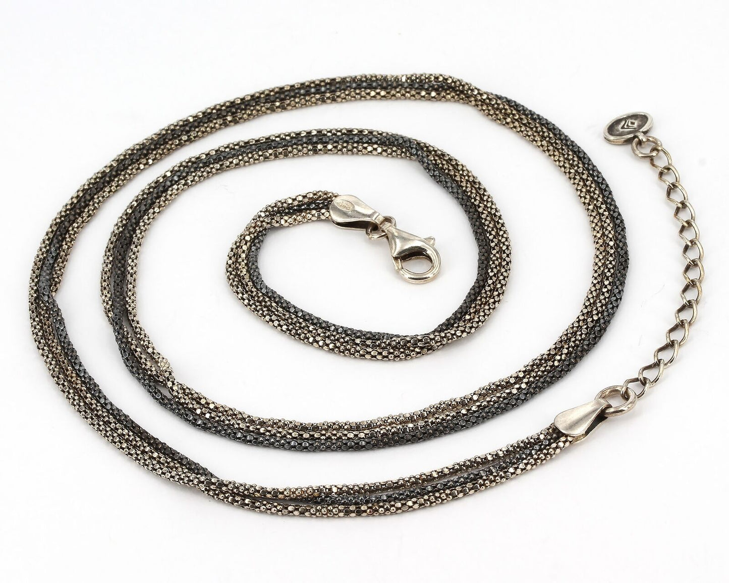 Retired Silpada Oxidized Sterling 3-Strand Popcorn CHAIN REACTION Necklace N3334