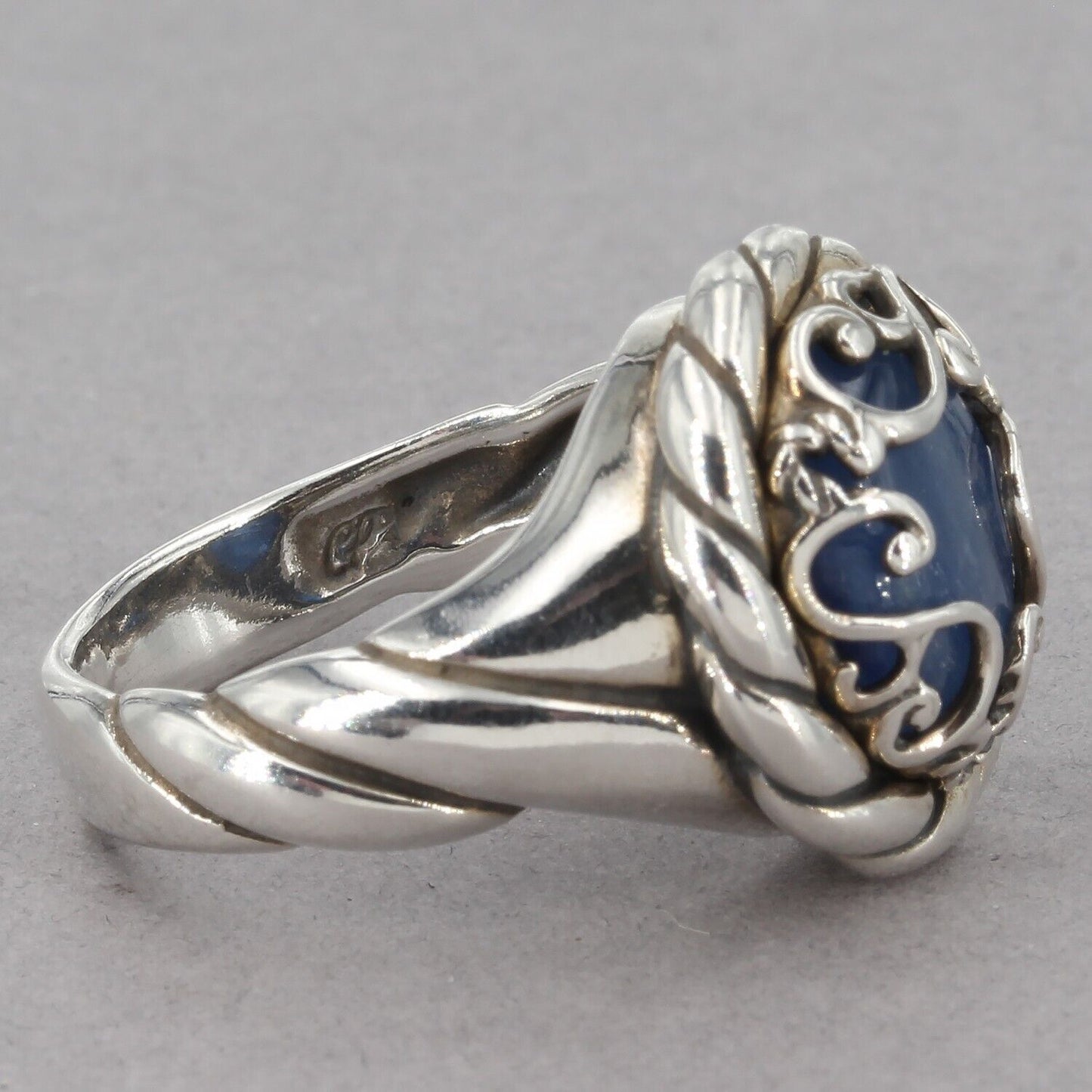 Carolyn Pollack Relios Sterling Silver Scroll Bezel Kyanite Cabochon Ring Size 8