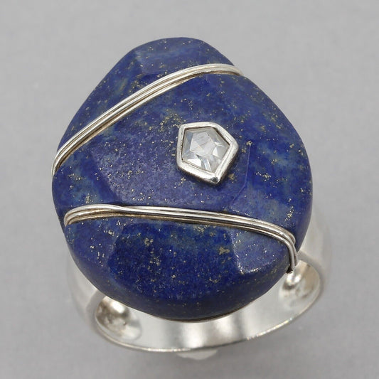 Retired Silpada Sterling Silver Lapis Lazuli CZ MIDNIGHT STAR Ring Size 8+ R2866