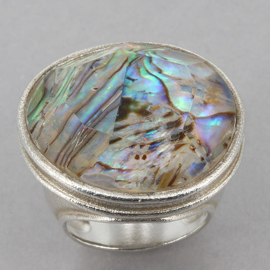 Retired Silpada BOLD Sterling Abalone Doublet CLASSIC ROCK Ring R2760 Size 8