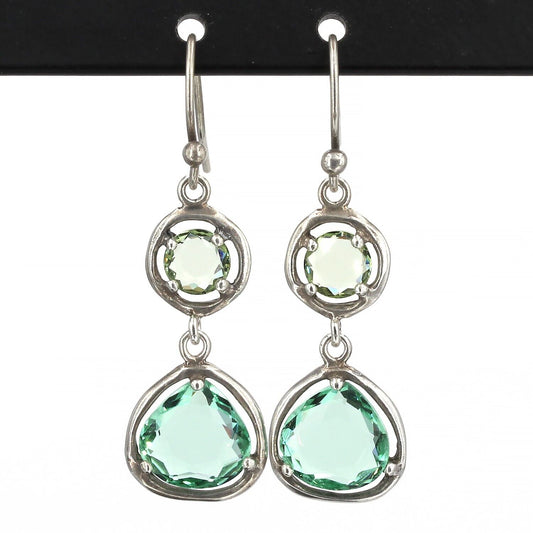 Retired Silpada Sterling SEYCHELLES Sea Foam Aqua Glass Dangle Earrings W2457