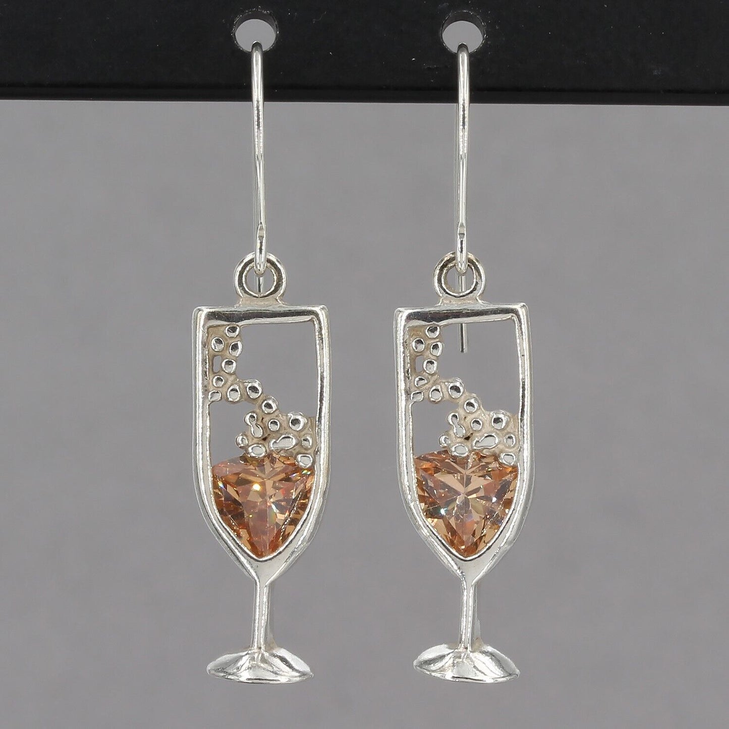 RARE Vintage Shube's for Silpada Sterling Champagne Glass Dangle Earrings W0790