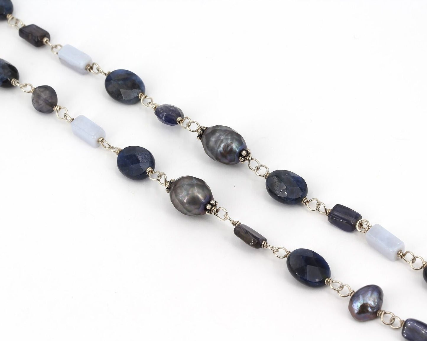 Retired Silpada Sterling Blue Sodalite Bead Necklace & Earrings Set N1308 W1471