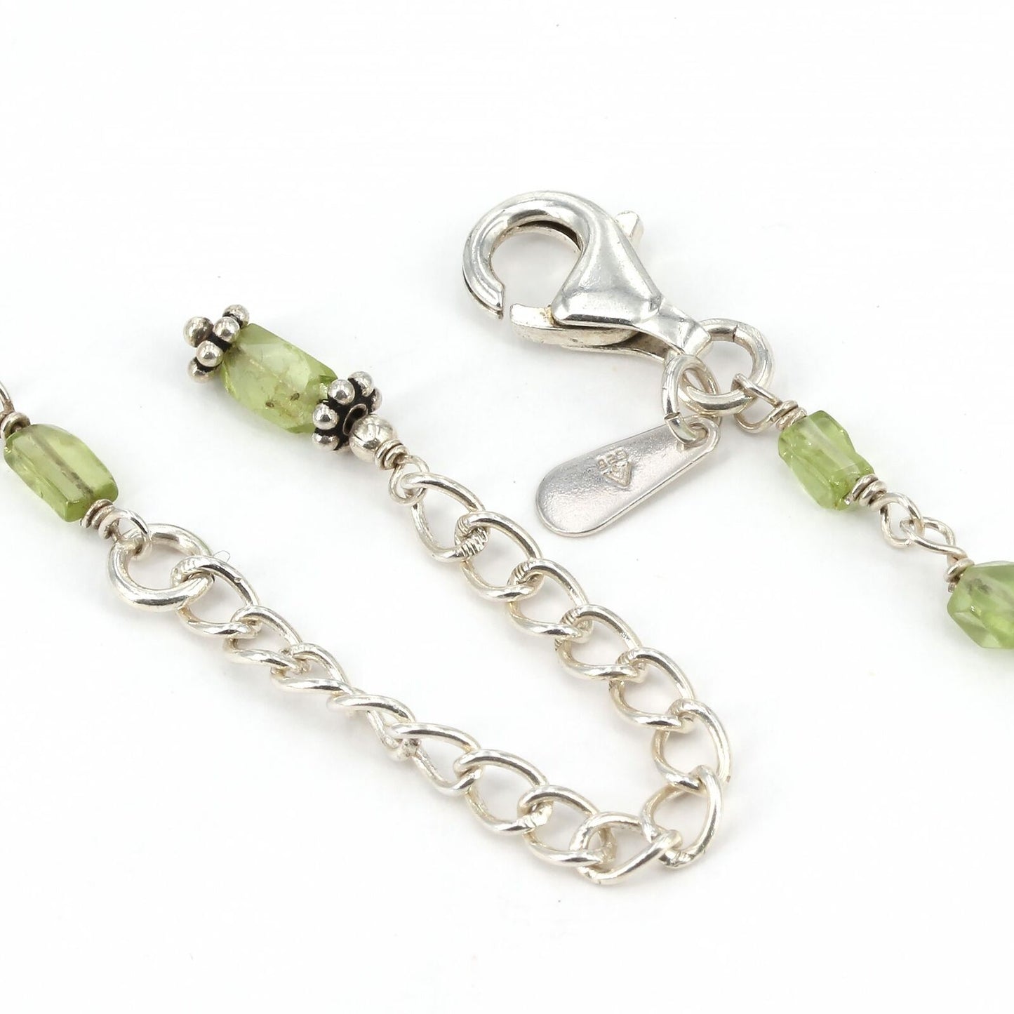 Dainty Retired Silpada Sterling Peridot Nugget Wire Linked Chain Necklace N1216