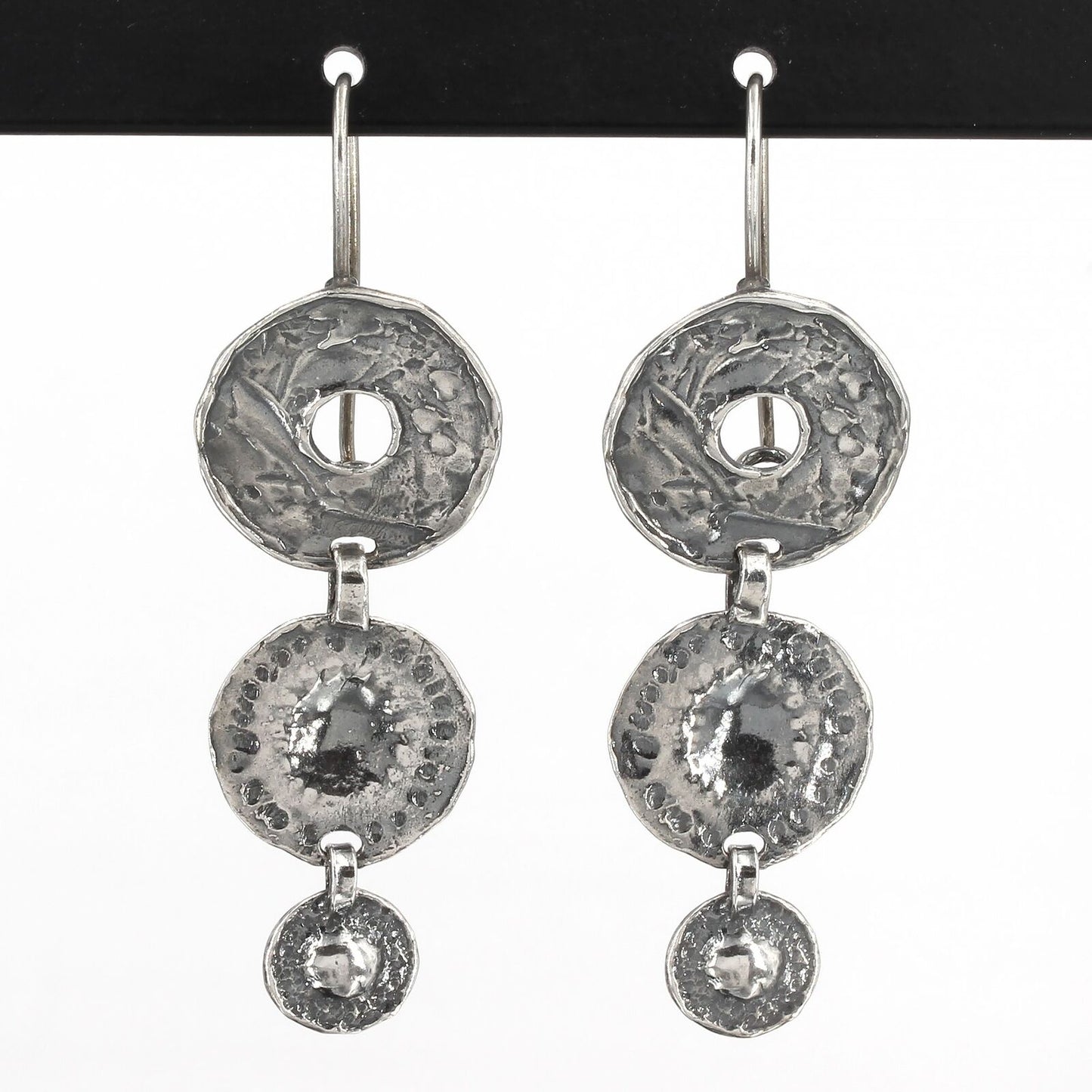 HTF Retired Silpada Sterling Castaway Treasure Circle Disc Dangle Earrings W1941