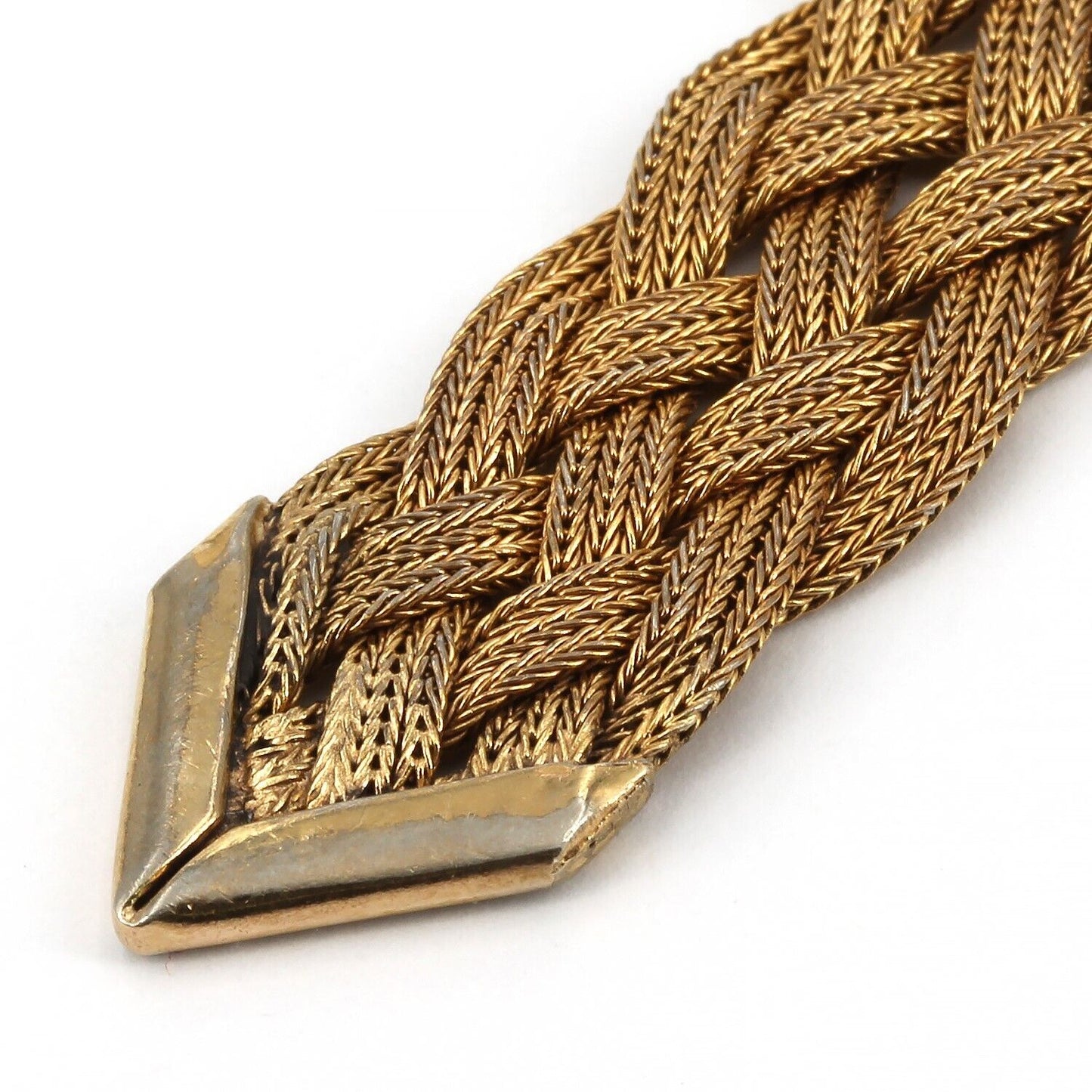 Vintage Gold-Filled Braided Woven Mesh Belt Buckle Bracelet 1/2" Wide