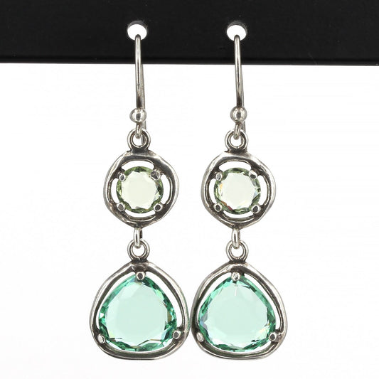 Retired Silpada Sterling SEYCHELLES Sea Foam Aqua Glass Dangle Earrings W2457