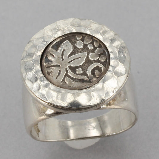 HTF Vintage Silpada Oxidized Sterling Hammered Leaf Design Ring R1105 Size 6.5+