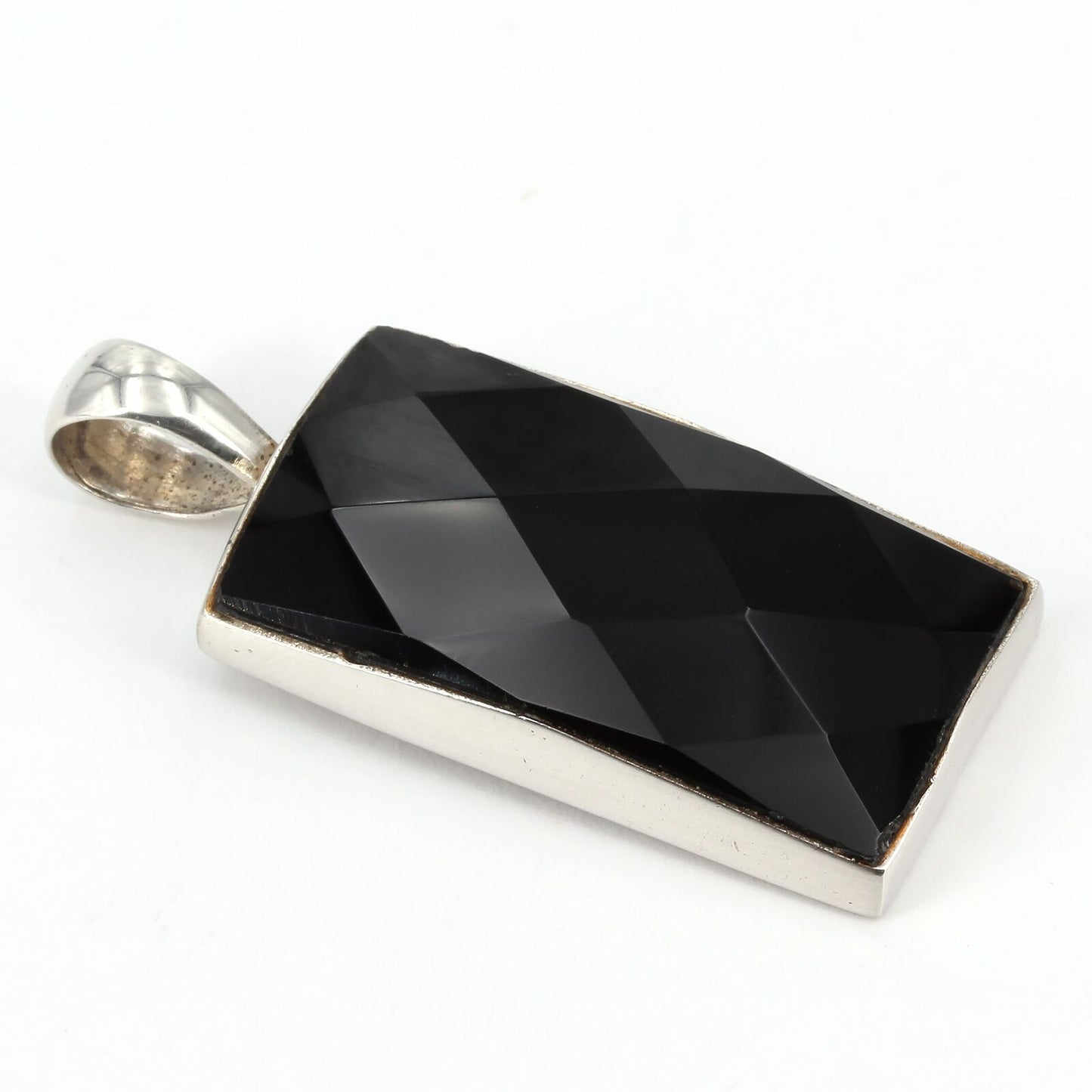 Retired Silpada Sterling Silver Faceted Black Onyx Rectangular Pendant S1252