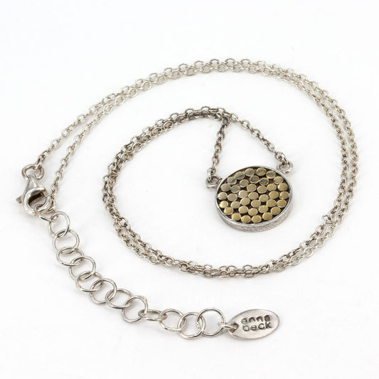 Anna Beck Bali Handcrafted Dainty Sterling Gold Dotted Disc Reversible Necklace