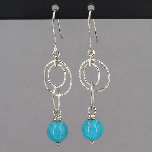 Whitney Kelly Sterling Silver Oval Link Turquoise Bead Dangle Earrings