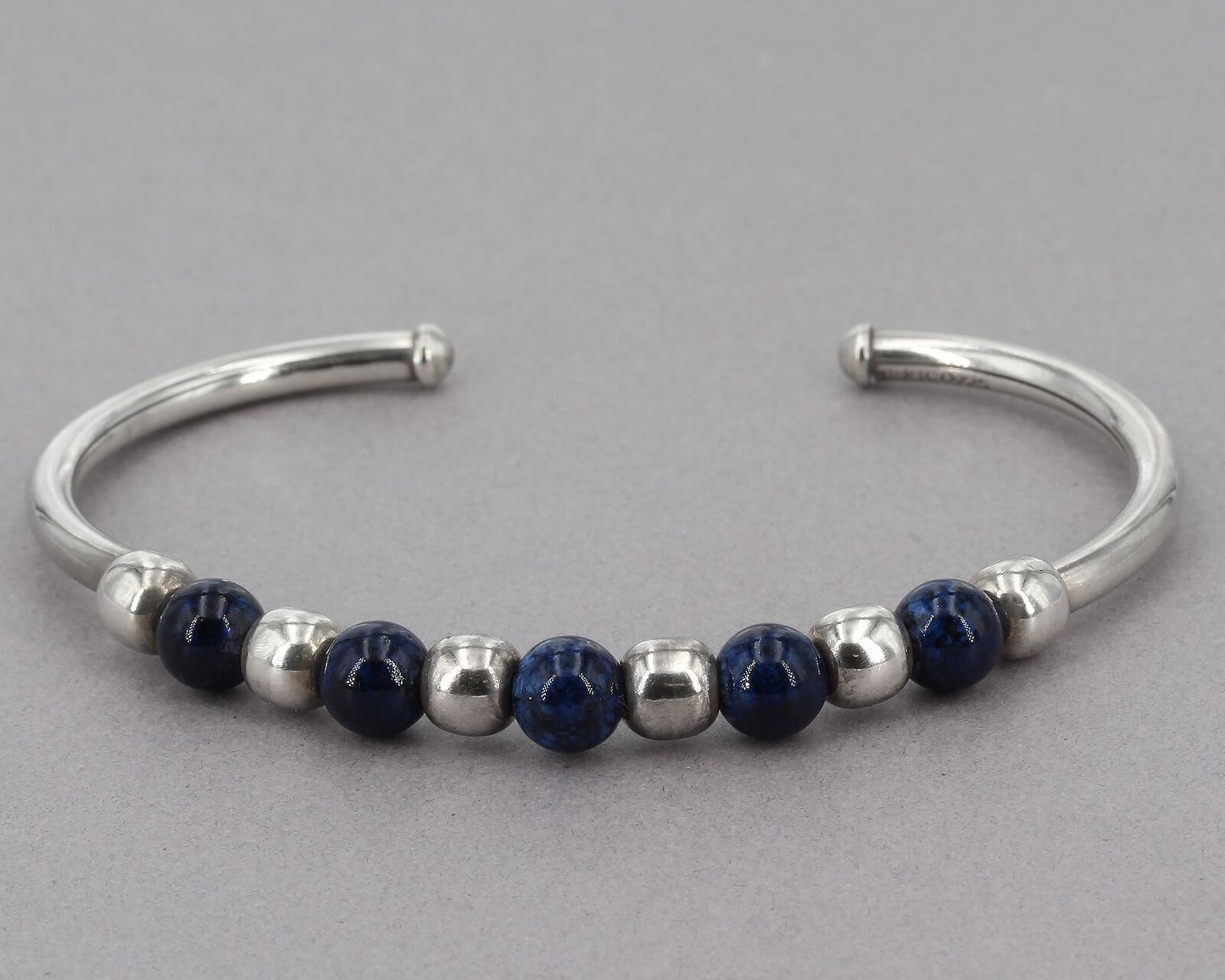 Vintage Silpada Sterling Silver Blue Sodalite Bead Flexible Cuff Bracelet B0693