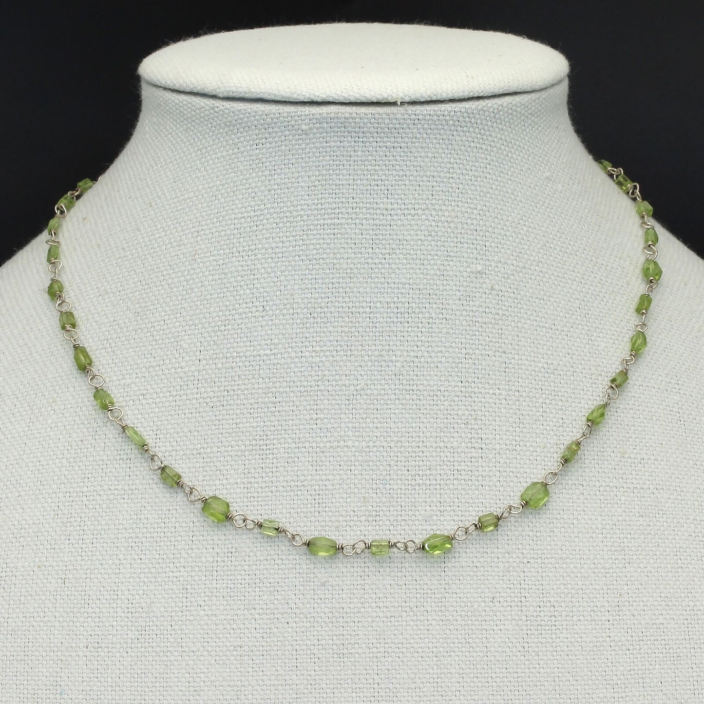 Dainty Retired Silpada Sterling Peridot Nugget Wire Linked Chain Necklace N1216