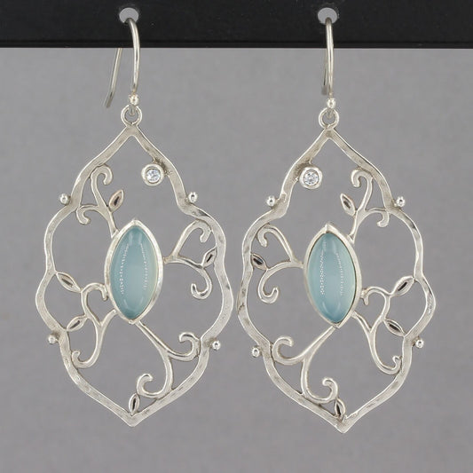 Retired Silpada Sterling Silver Chalcedony WANDERING IVY Dangle Earrings W2459