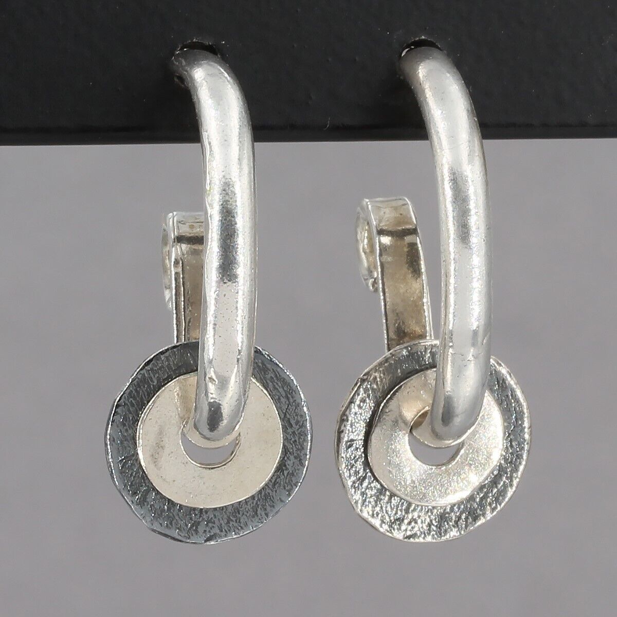 Retired Silpada Sterling Silver Curvy Hoop Earrings with 2 Removable Discs P1663