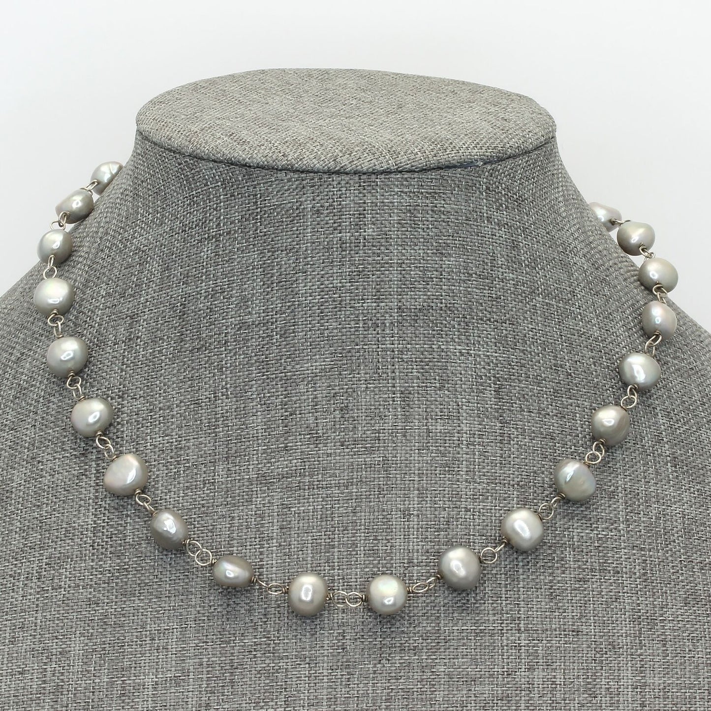 Retired Silpada Sterling Silver Gray Freshwater Pearl Necklace N1800 16-18 Inch